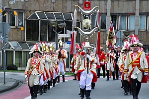 Wecken_Rathaus_2020-02-24_04 Rosenmontag 2020 Das Wecken Sr. Tollität Prinz Sascha I. am WYNDHAM Hotel Duisburger Hof, das Prinzenfrühstück mit geladenen Gästen beim OB Sören Link im...